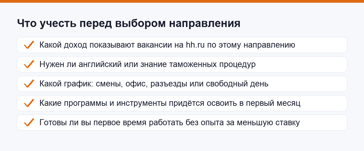 Что учесть перед выбором направления: чек-лист из пяти пунктов