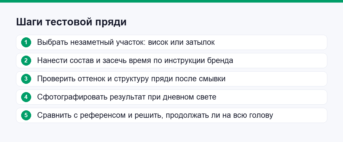 Шаги тестовой пряди перед сложным окрашиванием