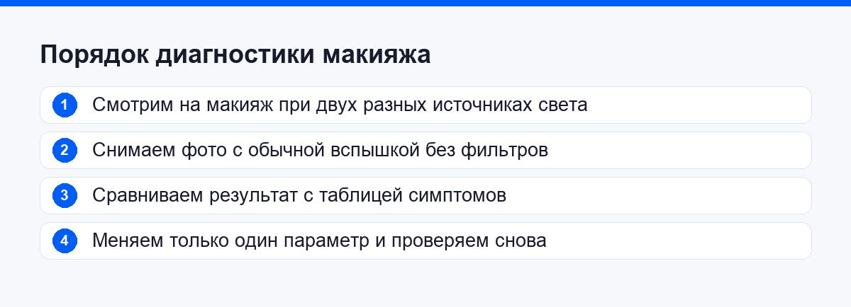 Порядок диагностики макияжа по шагам