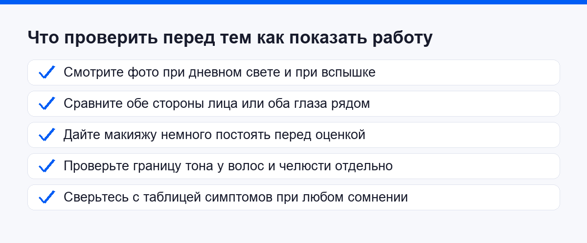 Что проверить перед тем как показать работу