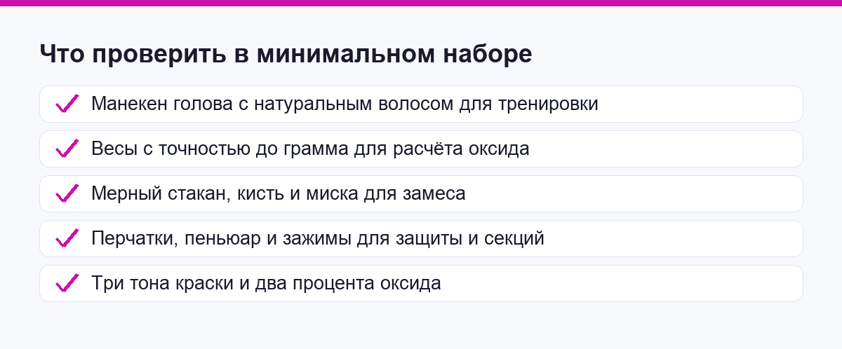 Список для сборки минимального набора колориста