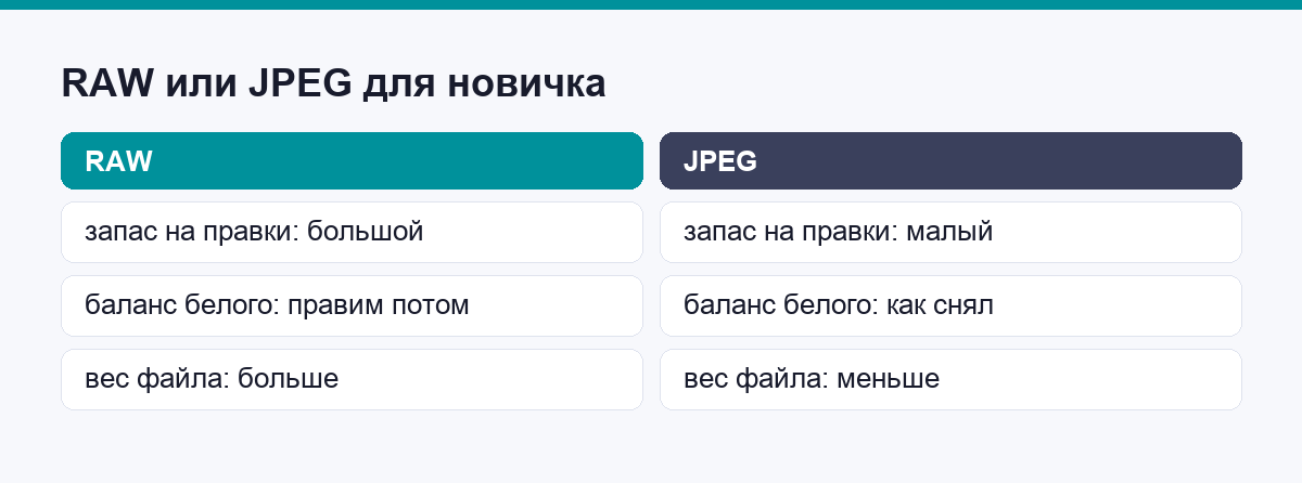 Сравнение RAW и JPEG для начинающего фотографа