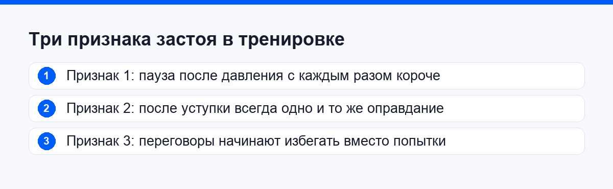 Три признака застоя в тренировке переговоров