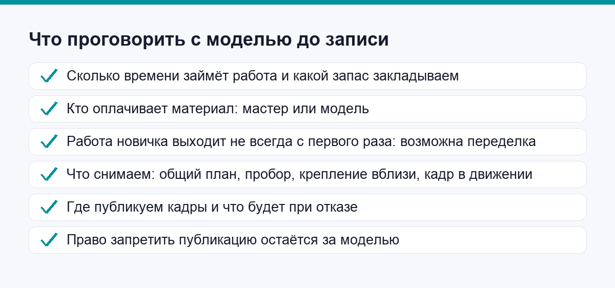 Что проговорить с моделью до записи