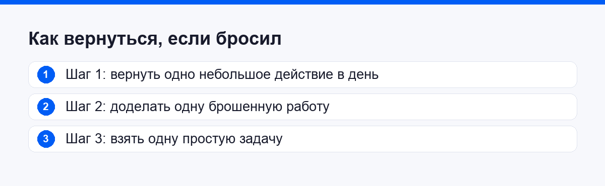 Шаги возвращения, если бросил на середине