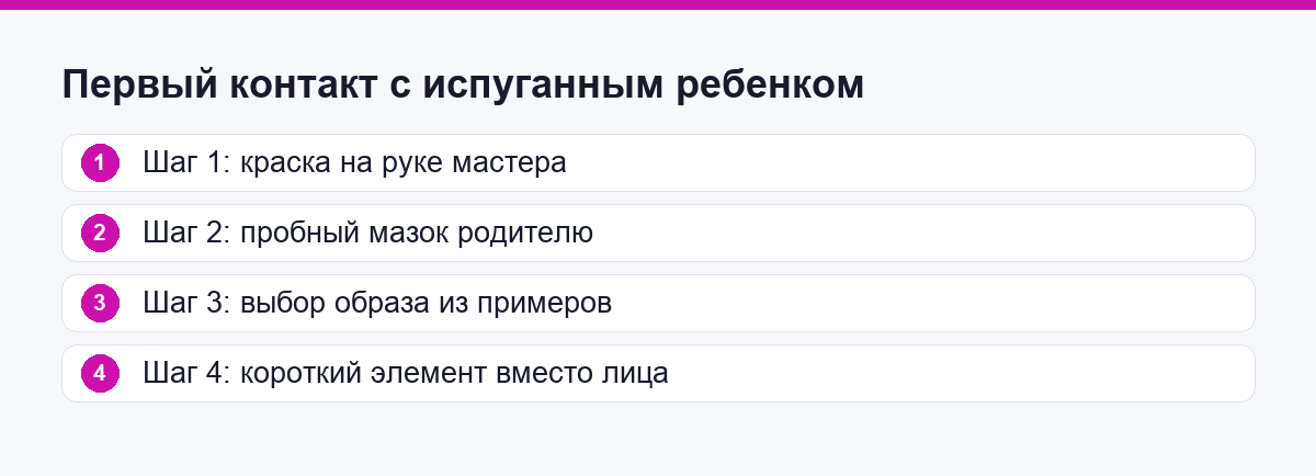 Шаги первого контакта мастера с испуганным ребёнком