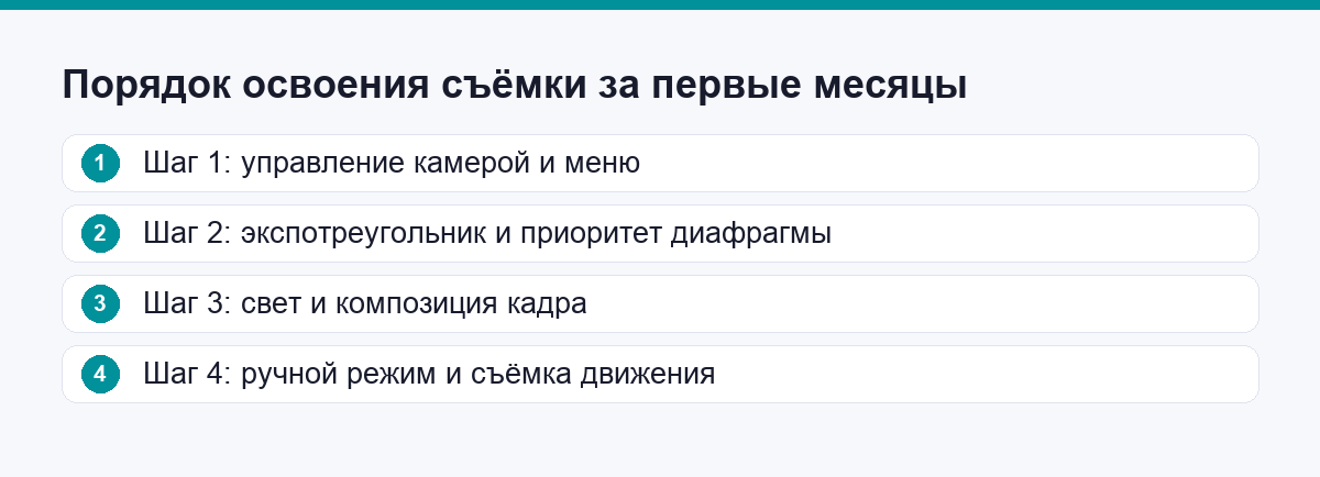 Порядок освоения съёмки за первые месяцы