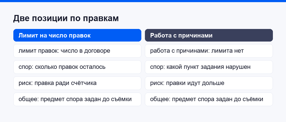 Две позиции по правкам и что их объединяет
