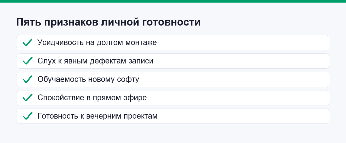 Пять признаков личной готовности